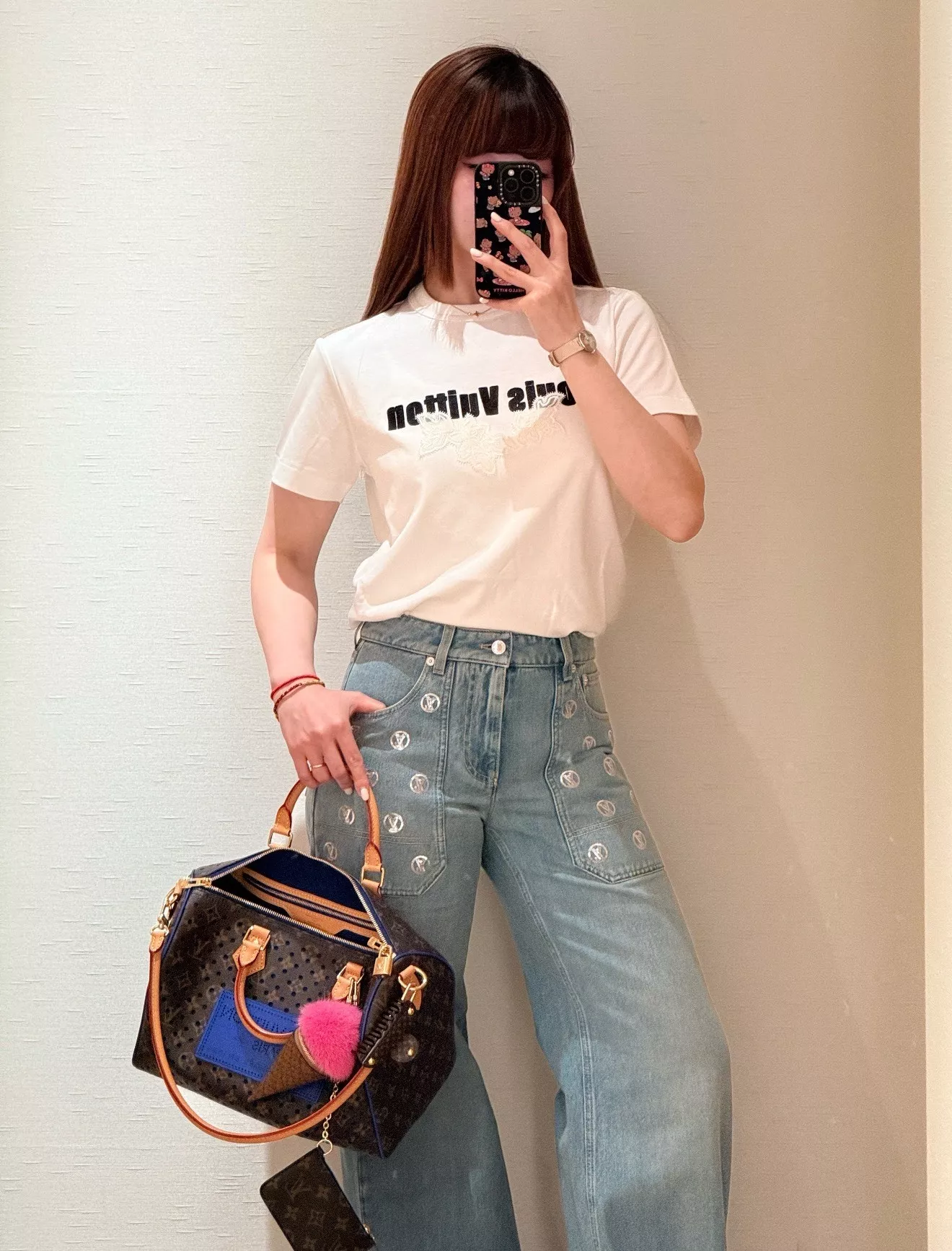 로로피아나 스팽글 로고 장식 와이드 데님 팬츠 상세 이미지 19