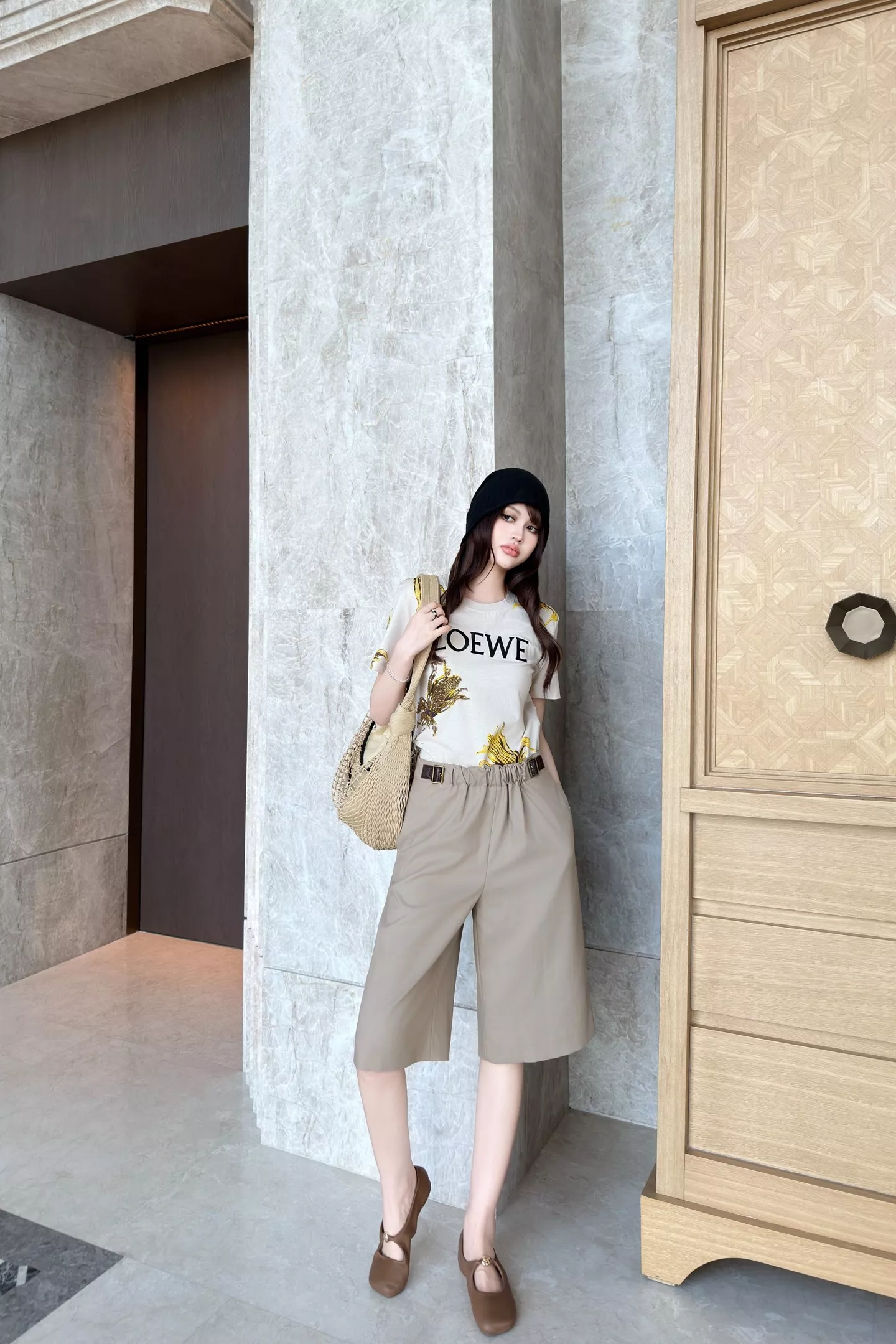 로에베 옥수수 프린트 라운드넥 반팔 상의 상세 이미지 30