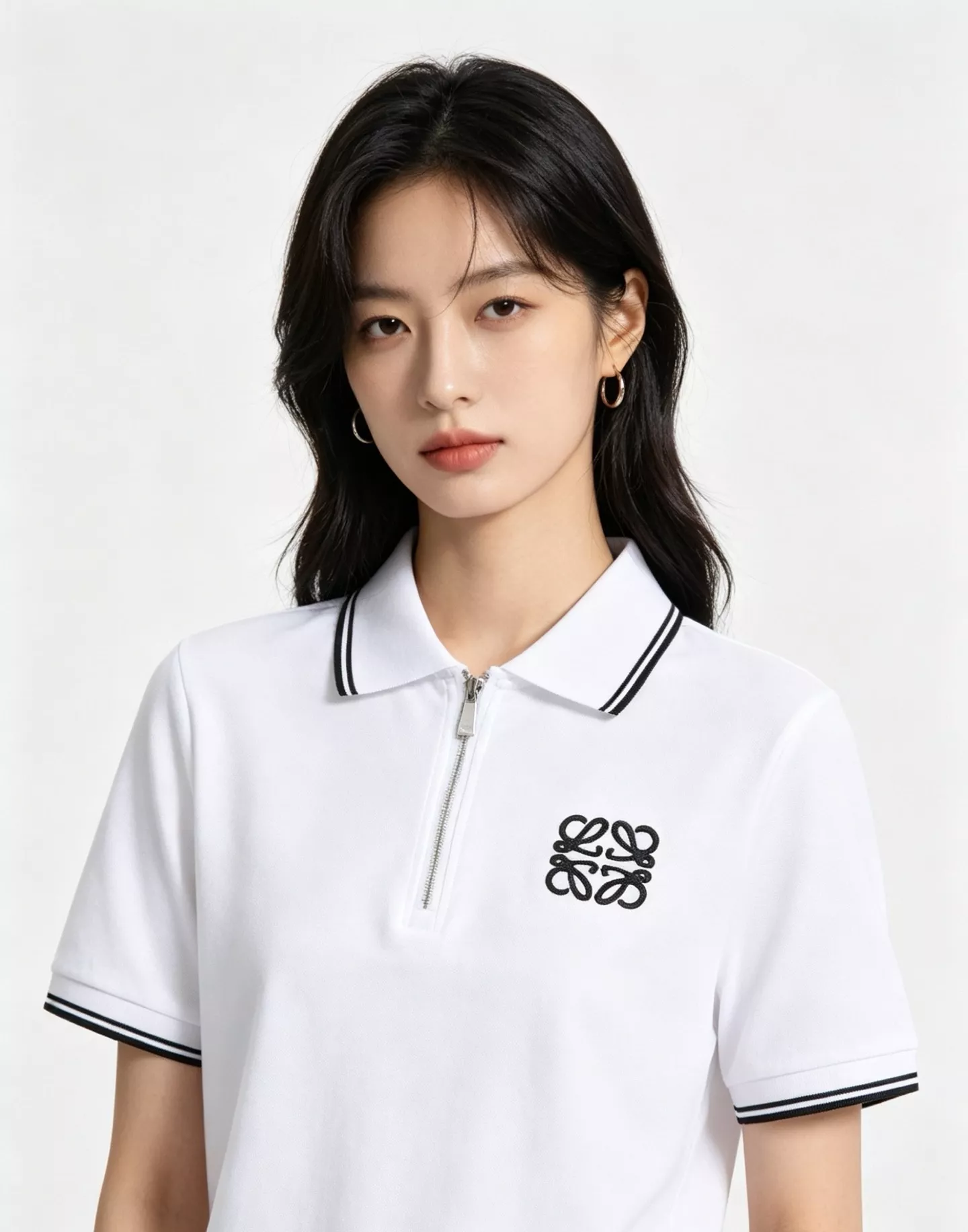 로에베 자수 로고 반집업 폴로 반팔 상의 상세 이미지 17