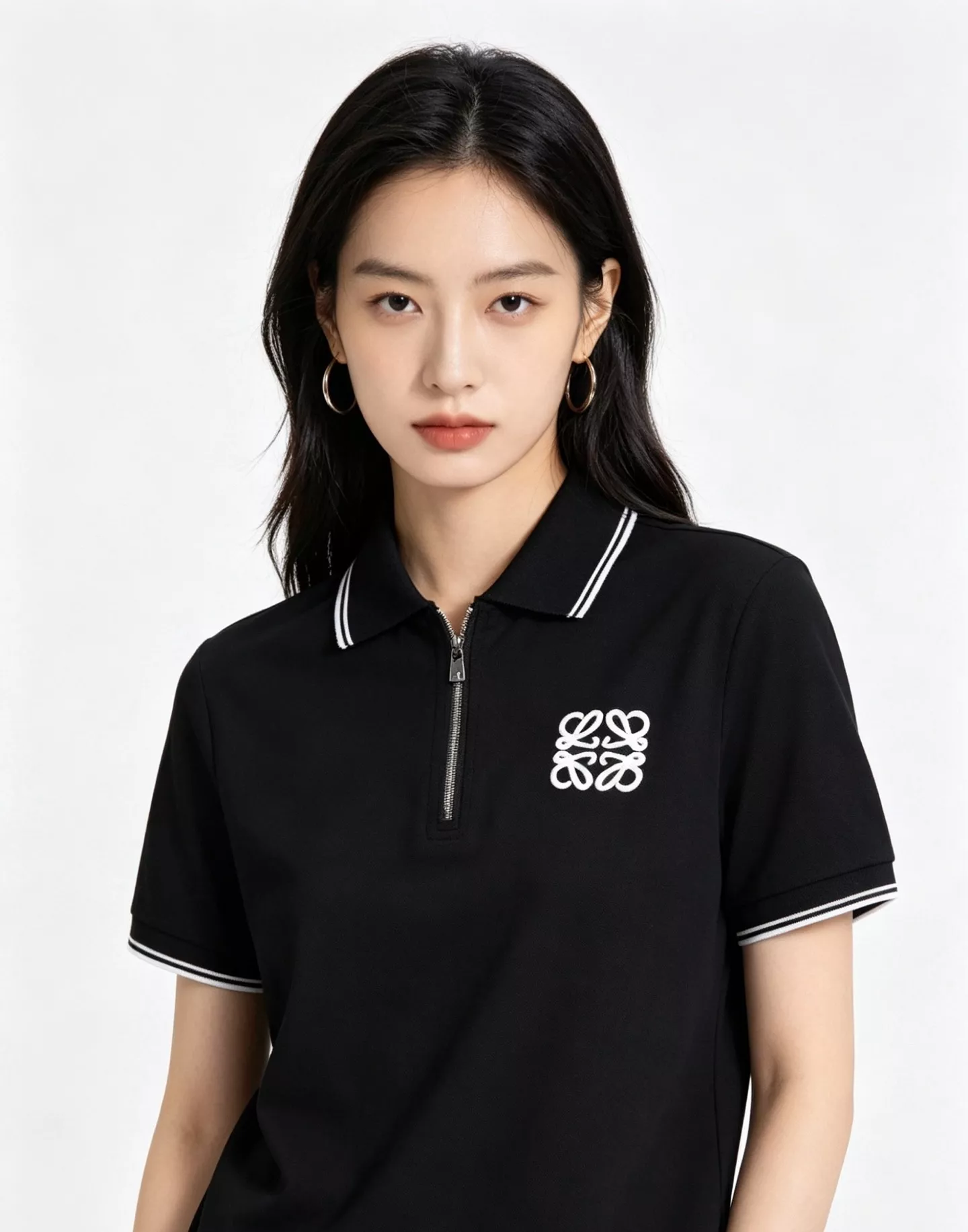 로에베 자수 로고 반집업 폴로 반팔 상의 상세 이미지 13