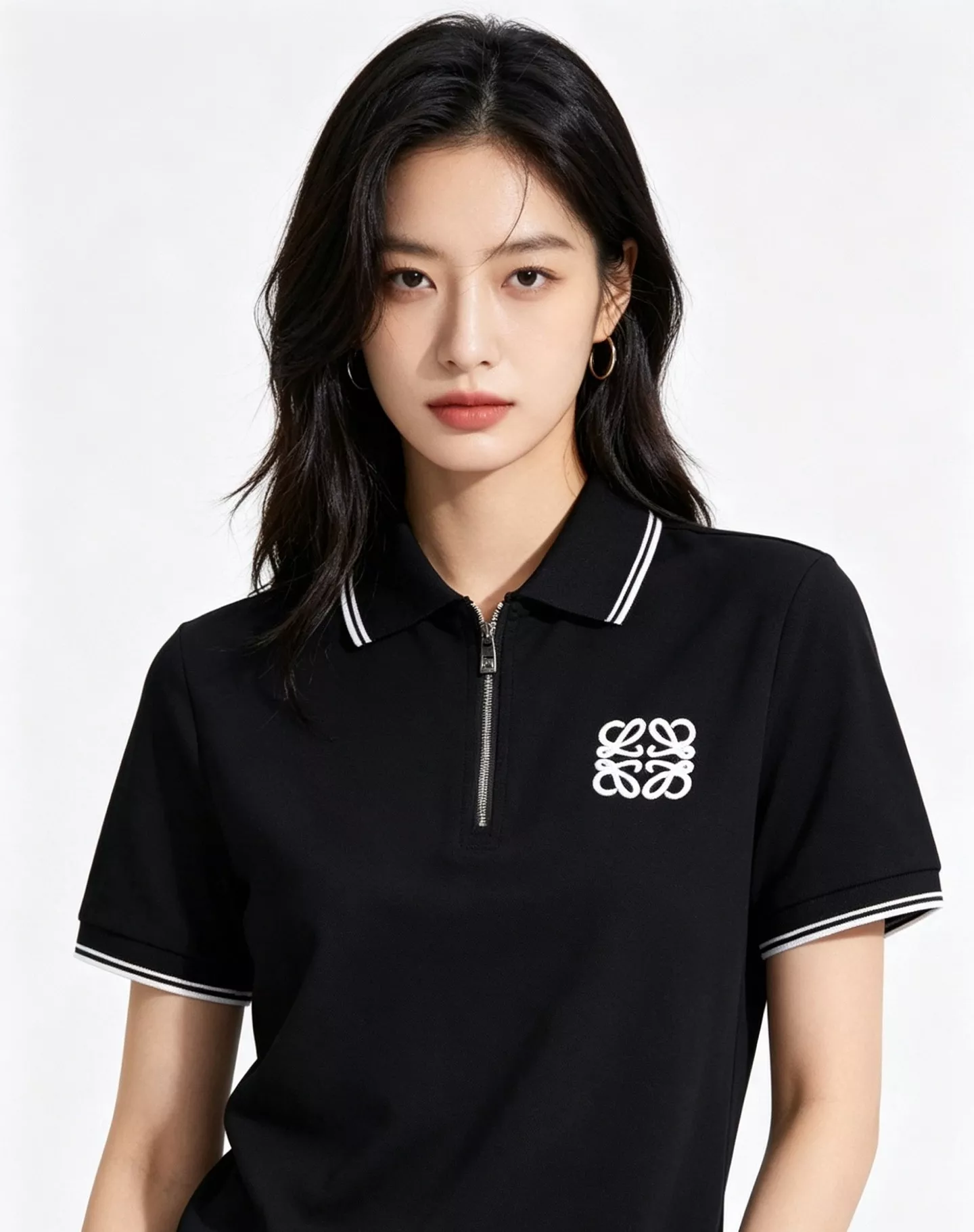 로에베 자수 로고 반집업 폴로 반팔 상의 상세 이미지 16