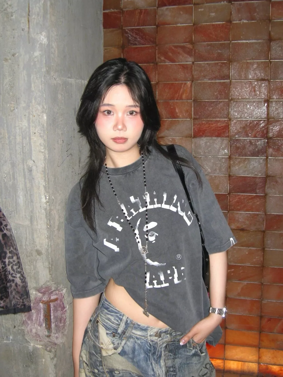 베이프 워싱 코튼 그래픽 반팔 상의 상세 이미지 15
