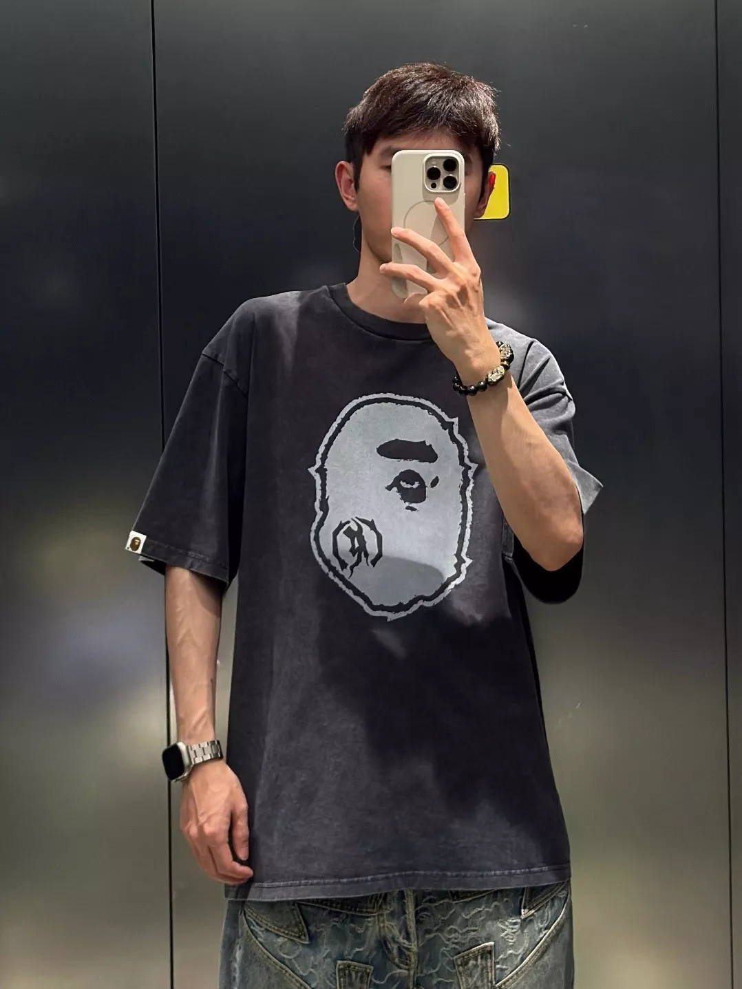 베이프 워싱 그래픽 코튼 반팔 상의 상세 이미지 14