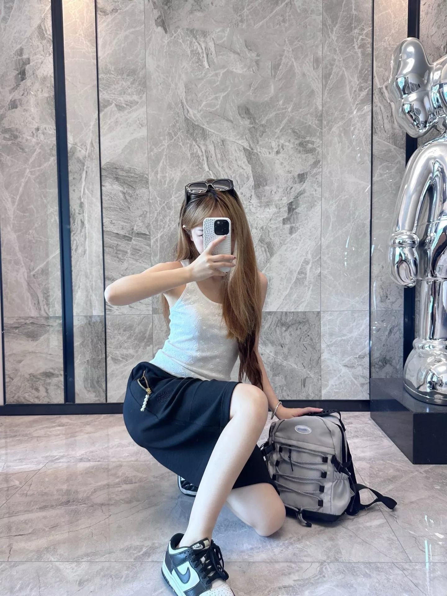 루이비통 진주 장식 자수 포인트 쇼츠 상세 이미지 18