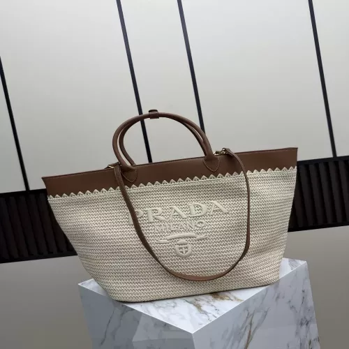 프라다 라피아 짜임 썸머 토트백