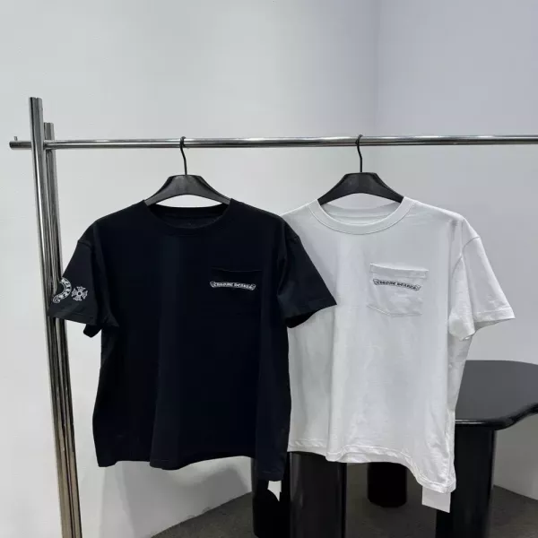 크롬하츠 컬러 크로스 프린트 포켓 반팔 상의
