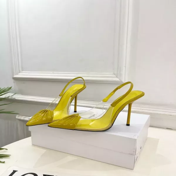 입생로랑 필름 플리츠 슬링백 하이힐 샌들