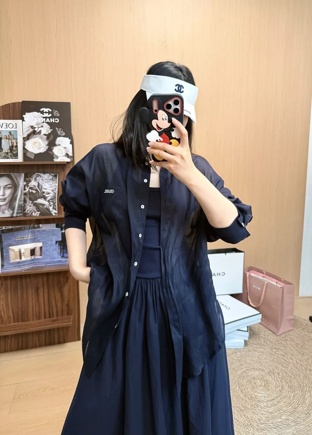 샤넬 코튼 린넨 오버핏 레터링 포인트 셔츠 상세 이미지 13