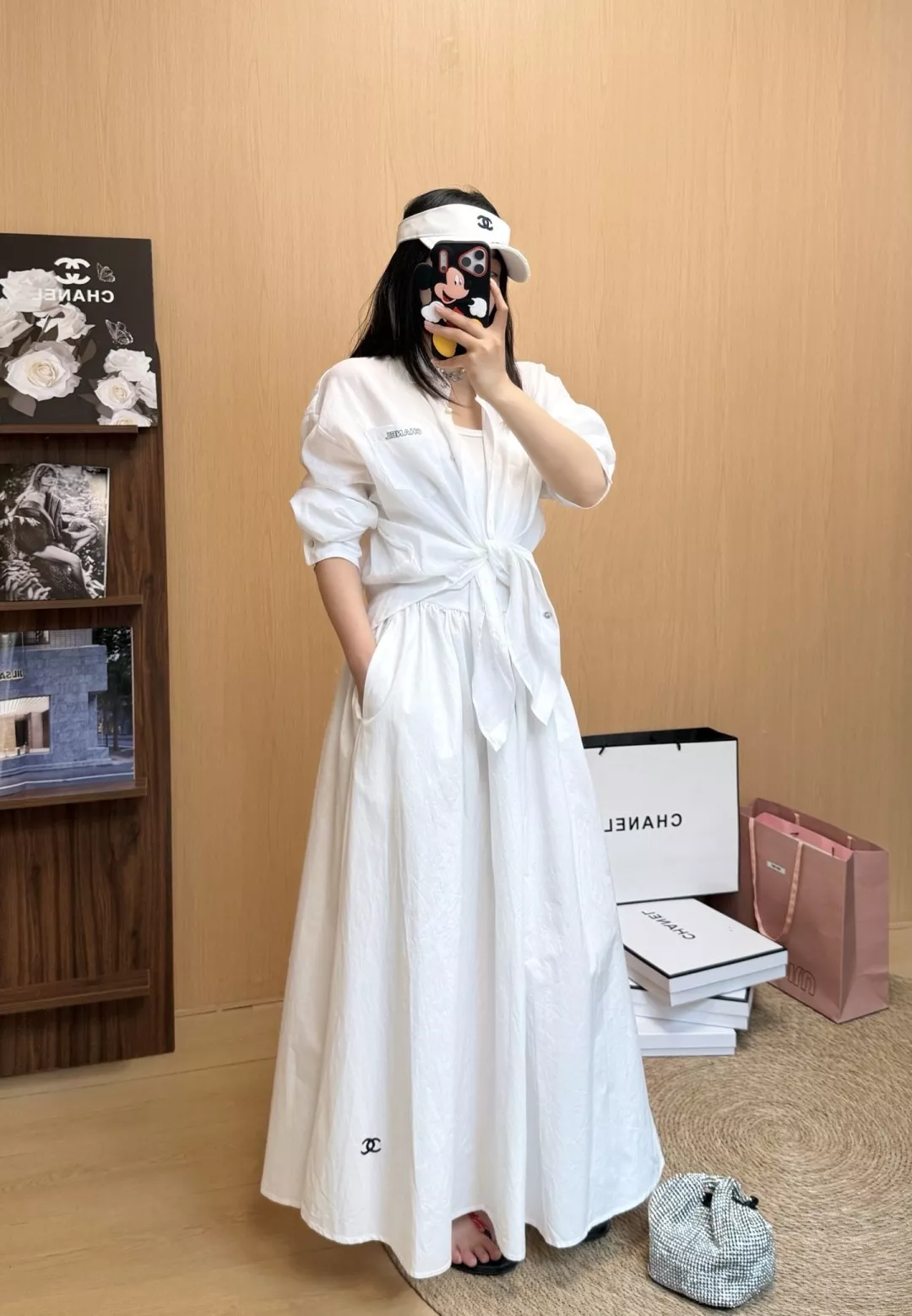 샤넬 코튼 린넨 오버핏 레터링 셔츠 상세 이미지 12