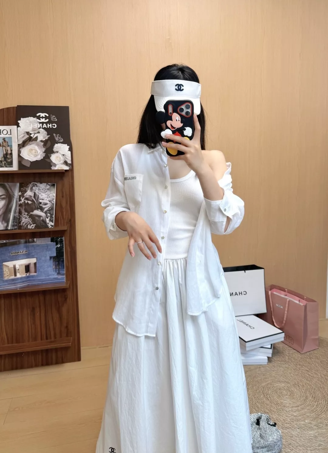샤넬 코튼 린넨 오버핏 레터링 셔츠 상세 이미지 11