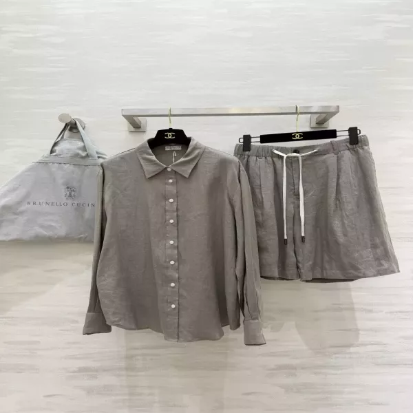 브루넬로쿠치넬리 린넨 혼방 셔츠와 숏팬츠 세트