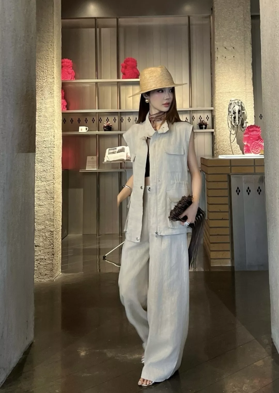 로로피아나 내추럴 린넨 와이드 팬츠 상세 이미지 18