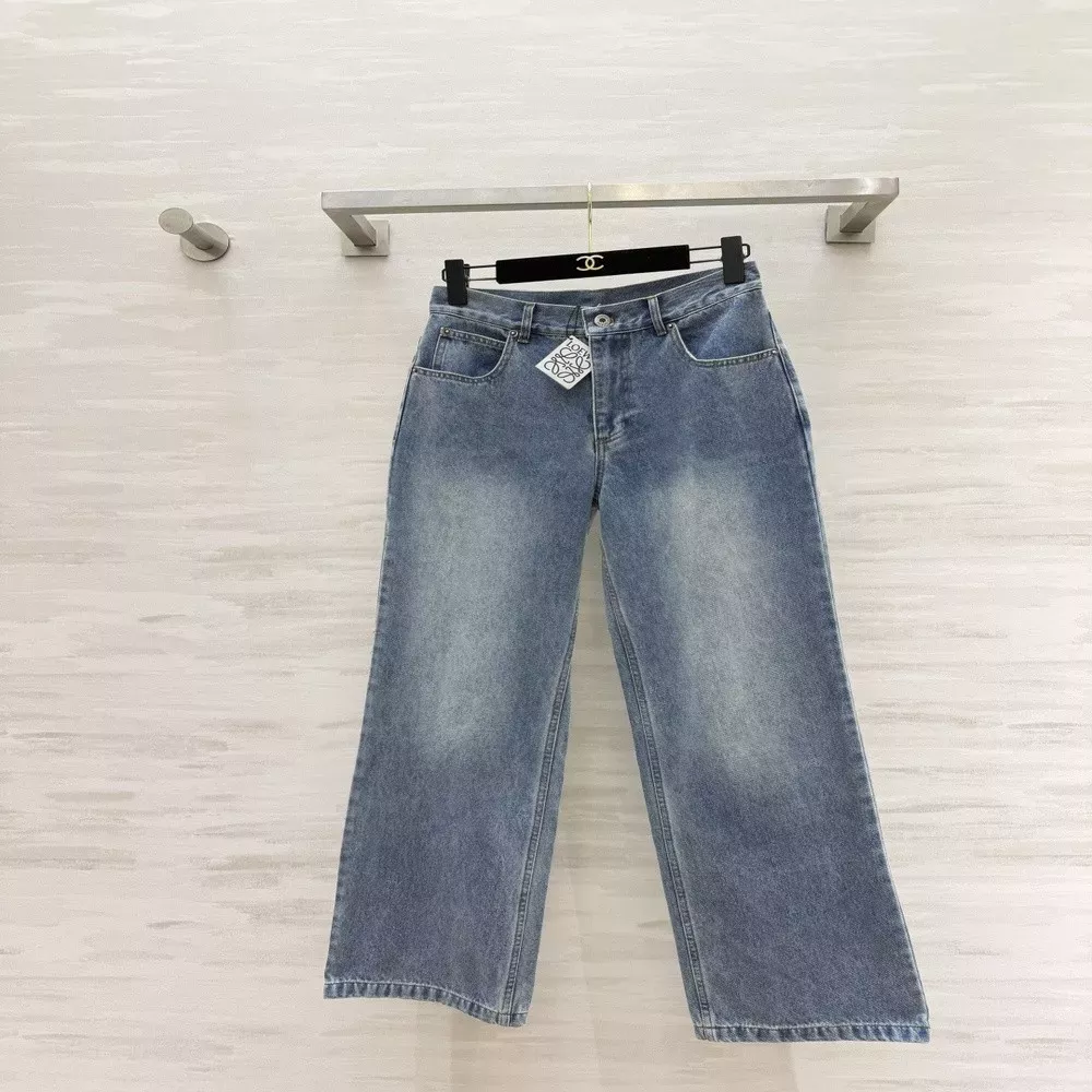 로에베 자수 포인트 와이드 데님 팬츠