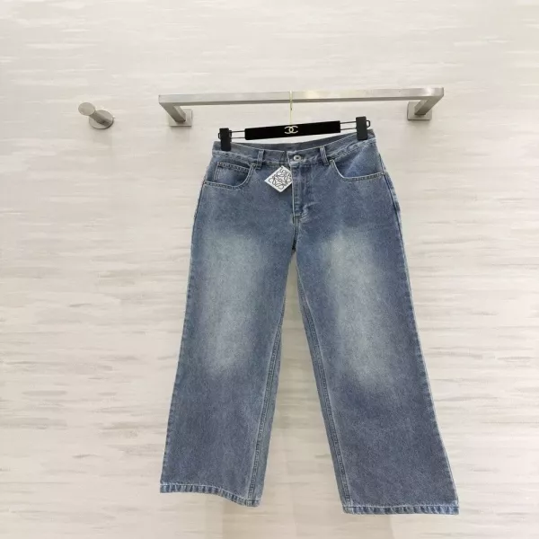 로에베 자수 포인트 와이드 데님 팬츠