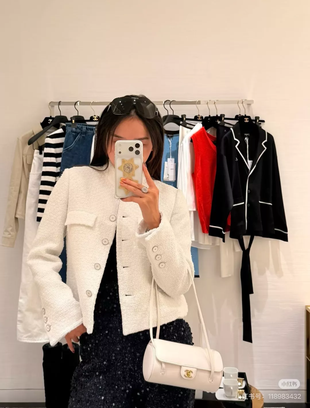 샤넬 브레이드 장식 하이넥 트위드 아우터 상세 이미지 19