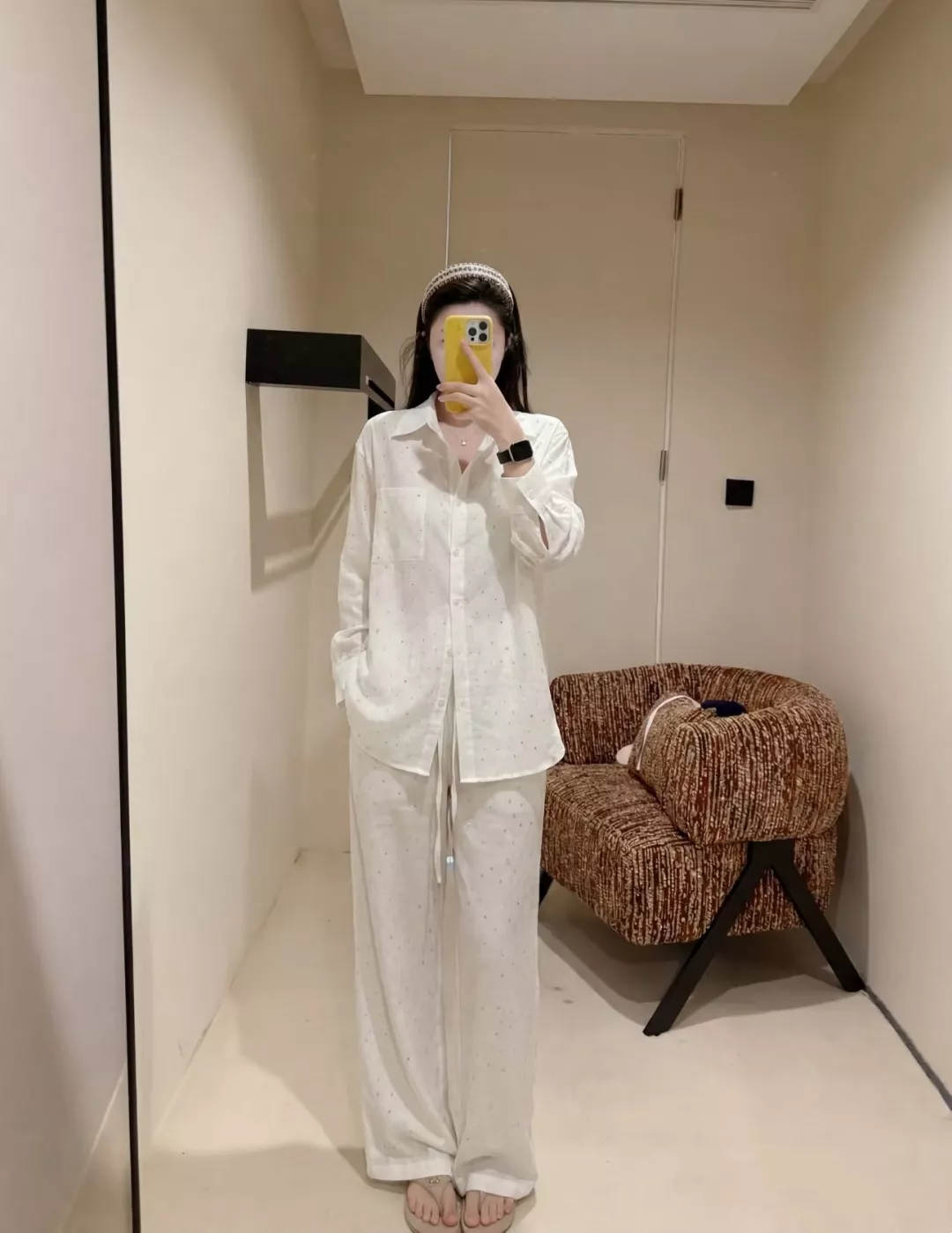 입생로랑 화이트 풀온 와이드 팬츠 상세 이미지 10