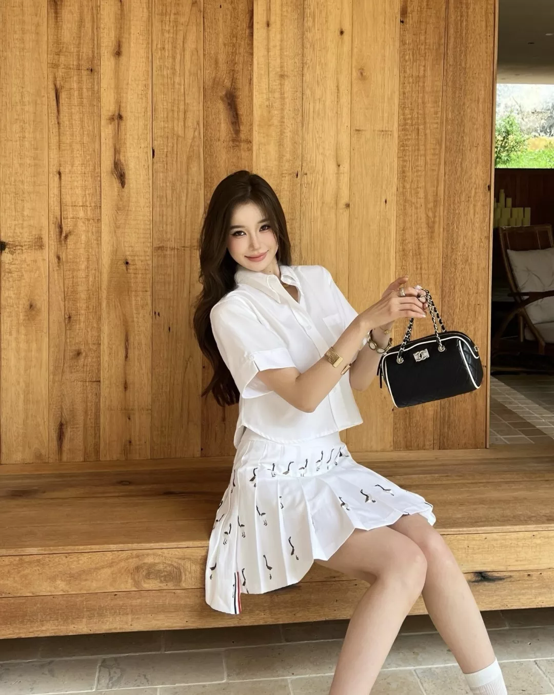톰브라운 플리츠 자수 스커트 상세 이미지 13