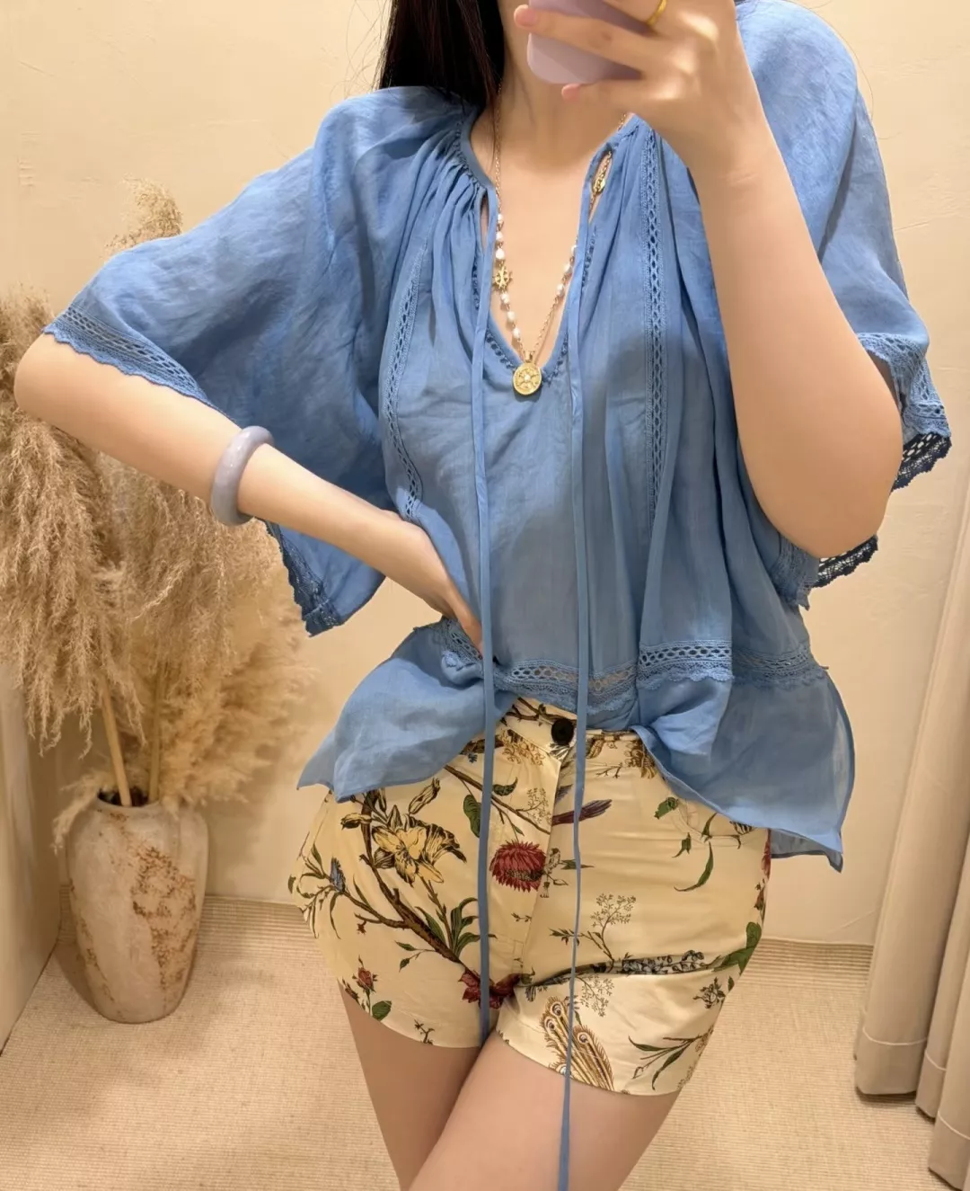 짐머만 내추럴 라미 펀칭 케이프 블라우스 상세 이미지 14