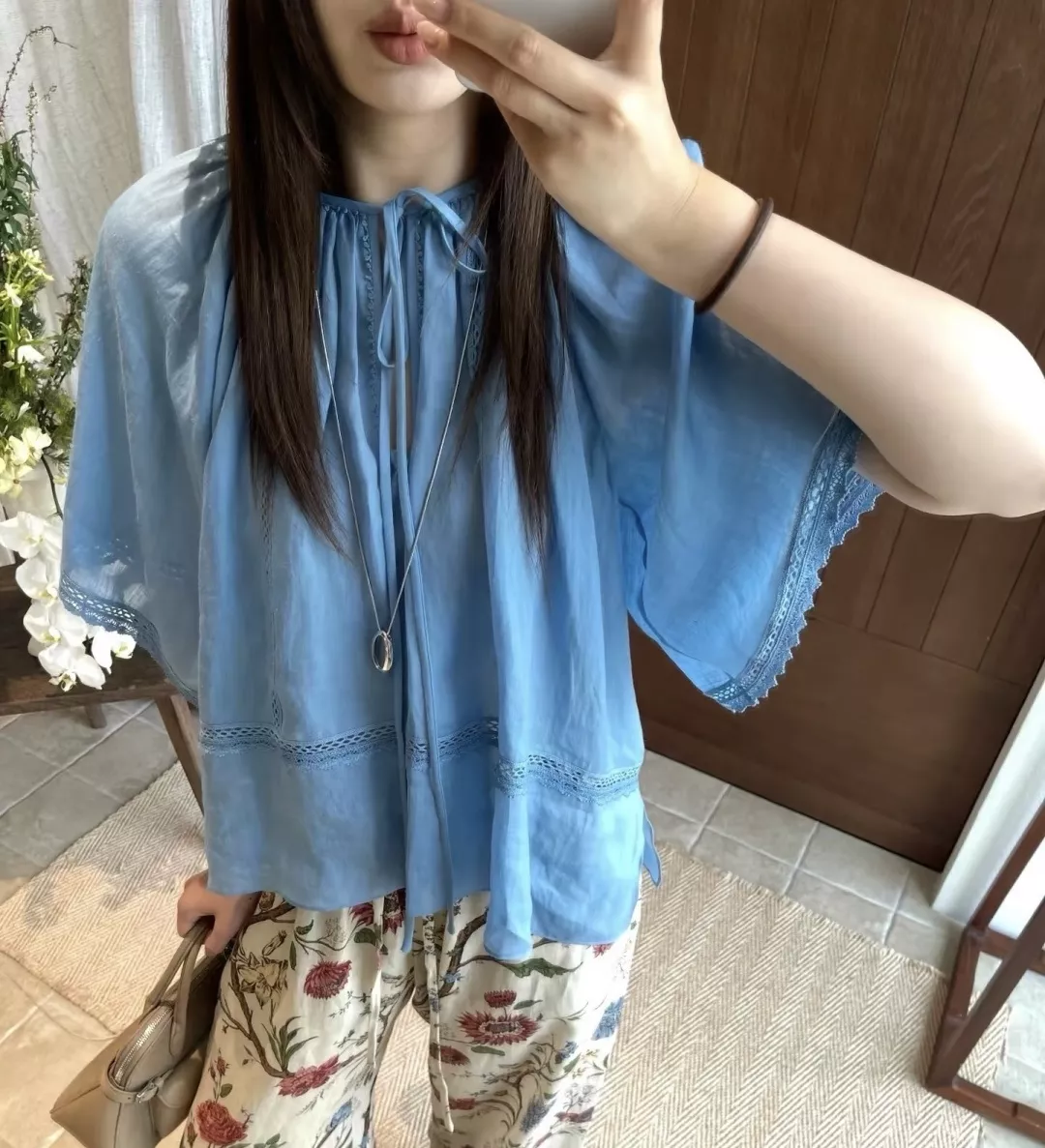 짐머만 내추럴 라미 펀칭 케이프 블라우스 상세 이미지 10