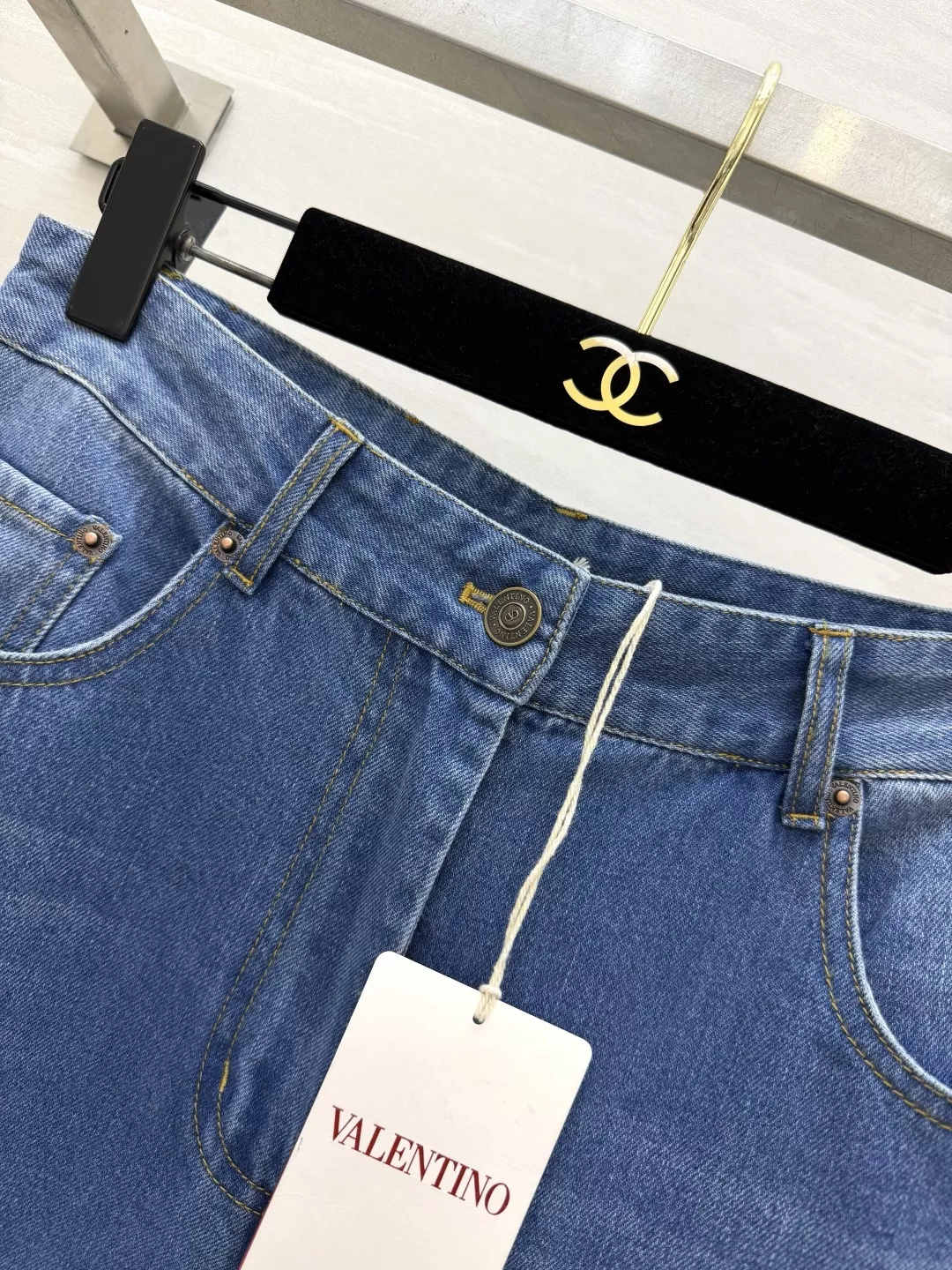 발렌티노 워싱 블루 롤업 와이드 데님 팬츠 상세 이미지 7