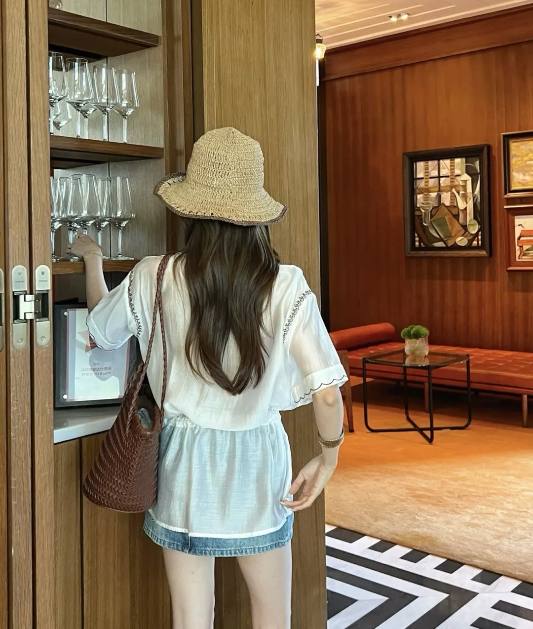 로로피아나 자수 포인트 허리 스트링 반팔 셔츠 상세 이미지 17