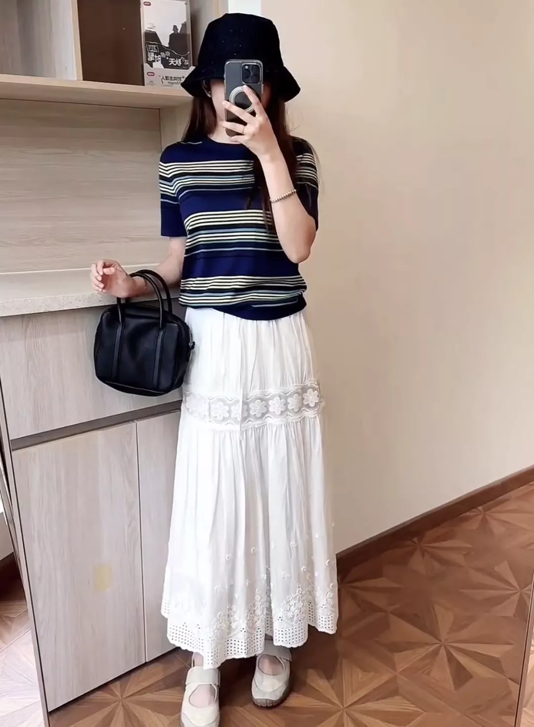 브루넬로쿠치넬리 화이트 플라워 자수 코튼 스커트 상세 이미지 11