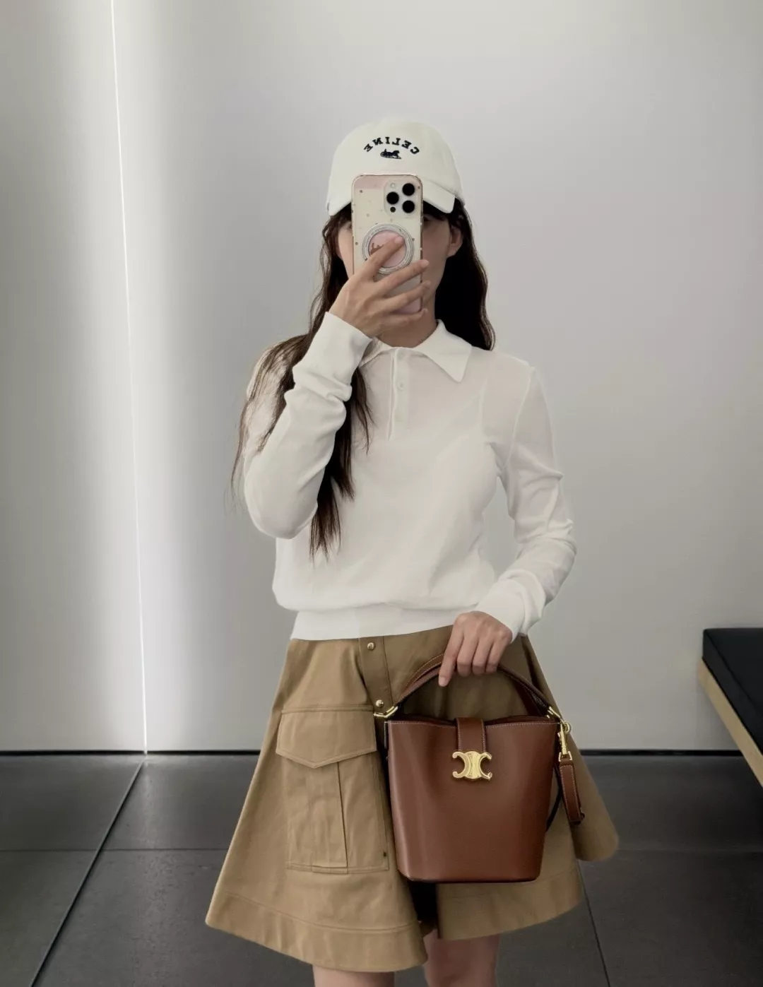 셀린느 금장 버튼 포인트 A라인 스커트 상세 이미지 2