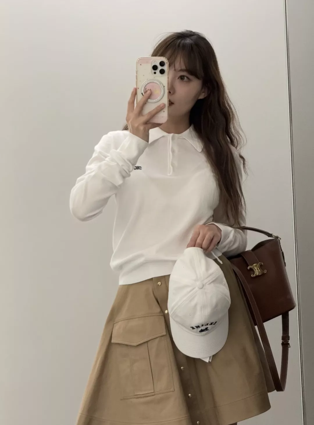 셀린느 금장 버튼 포인트 A라인 스커트 상세 이미지 3