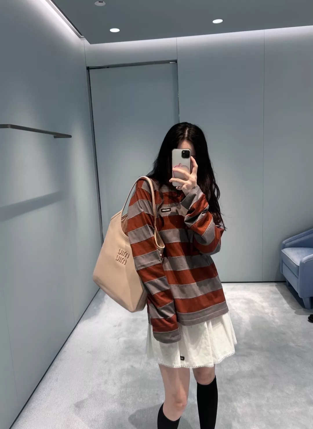 미우미우 자수 레이스 플레어 치마 상세 이미지 8