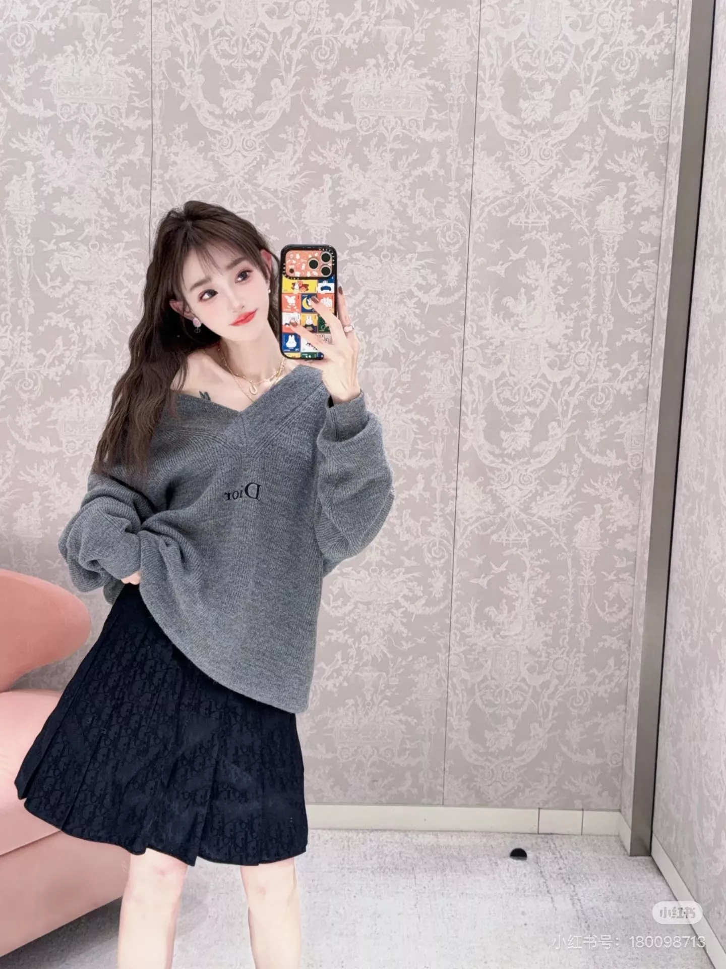 디올 하이웨이스트 플리츠 스커트 상세 이미지 1