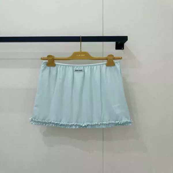 미우미우 실크 레이스 장식 스커트