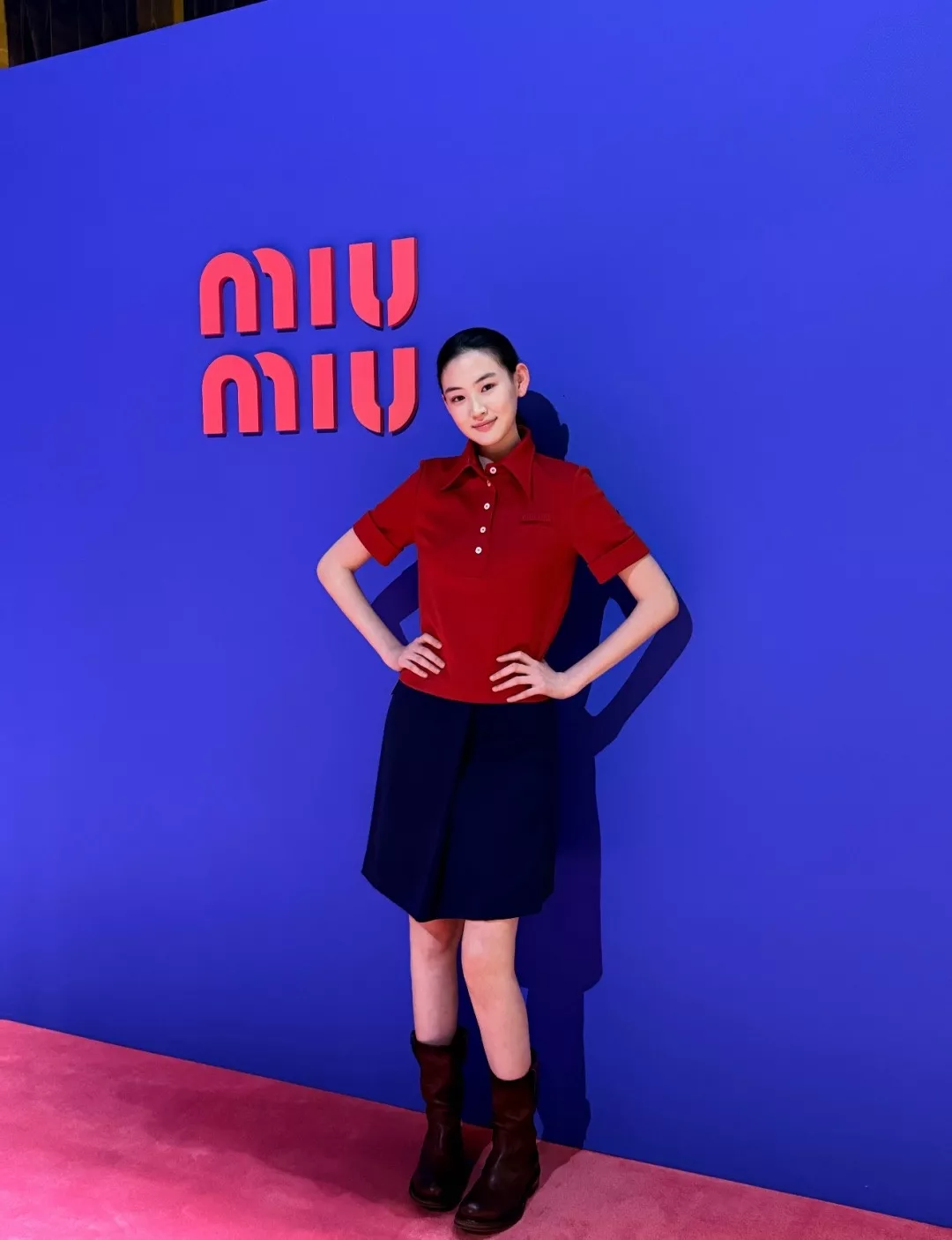 미우미우 플리츠 디테일 블루 스커트 상세 이미지 2