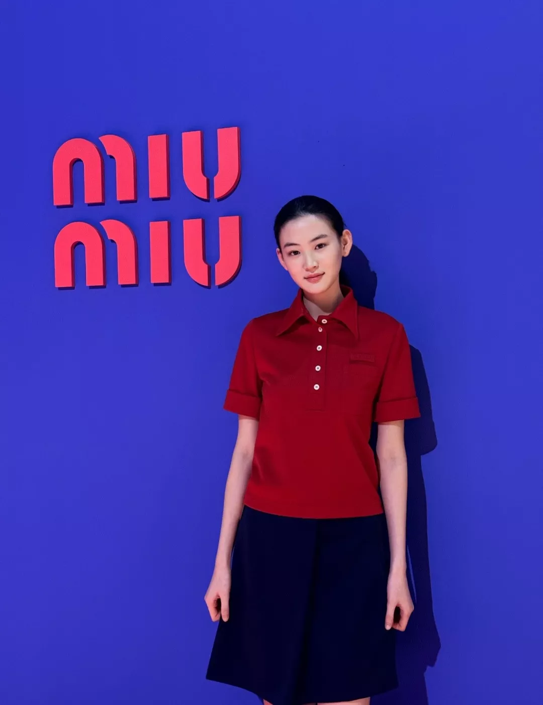 미우미우 플리츠 디테일 블루 스커트 상세 이미지 3