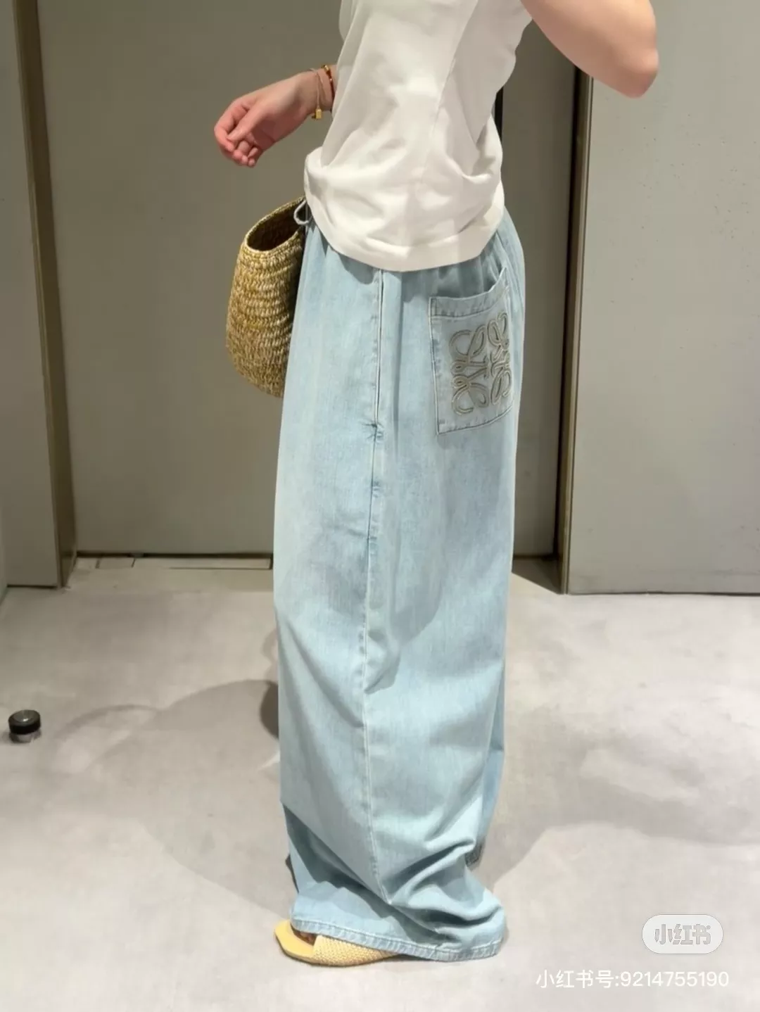로에베 로고 밴딩 와이드 데님 팬츠 상세 이미지 2