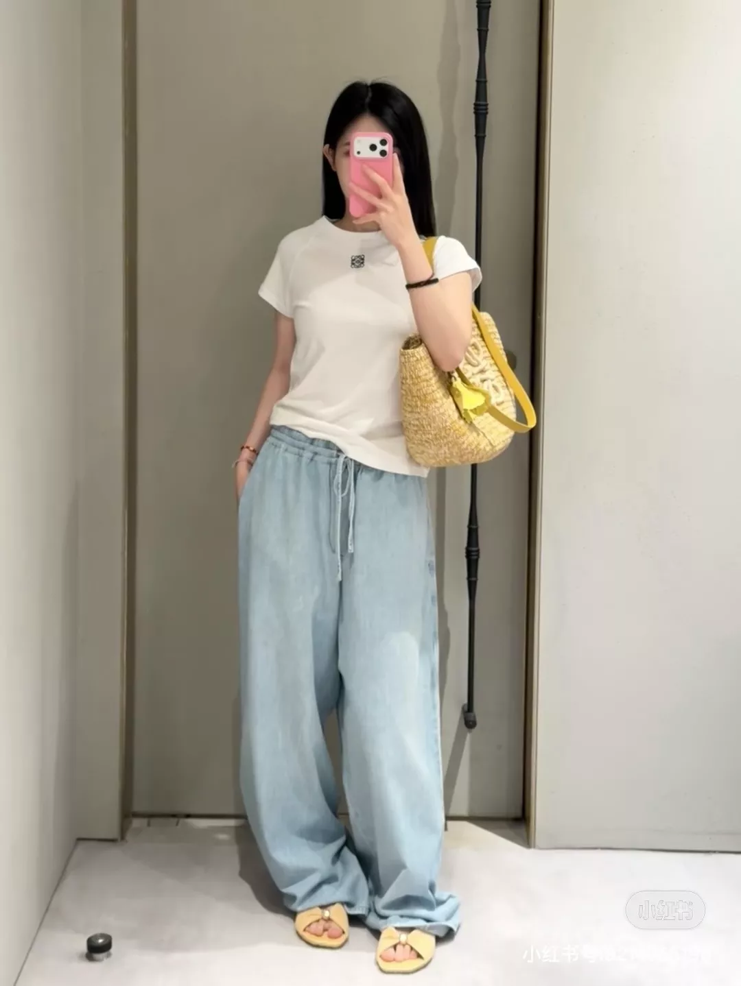 로에베 로고 밴딩 와이드 데님 팬츠 상세 이미지 3