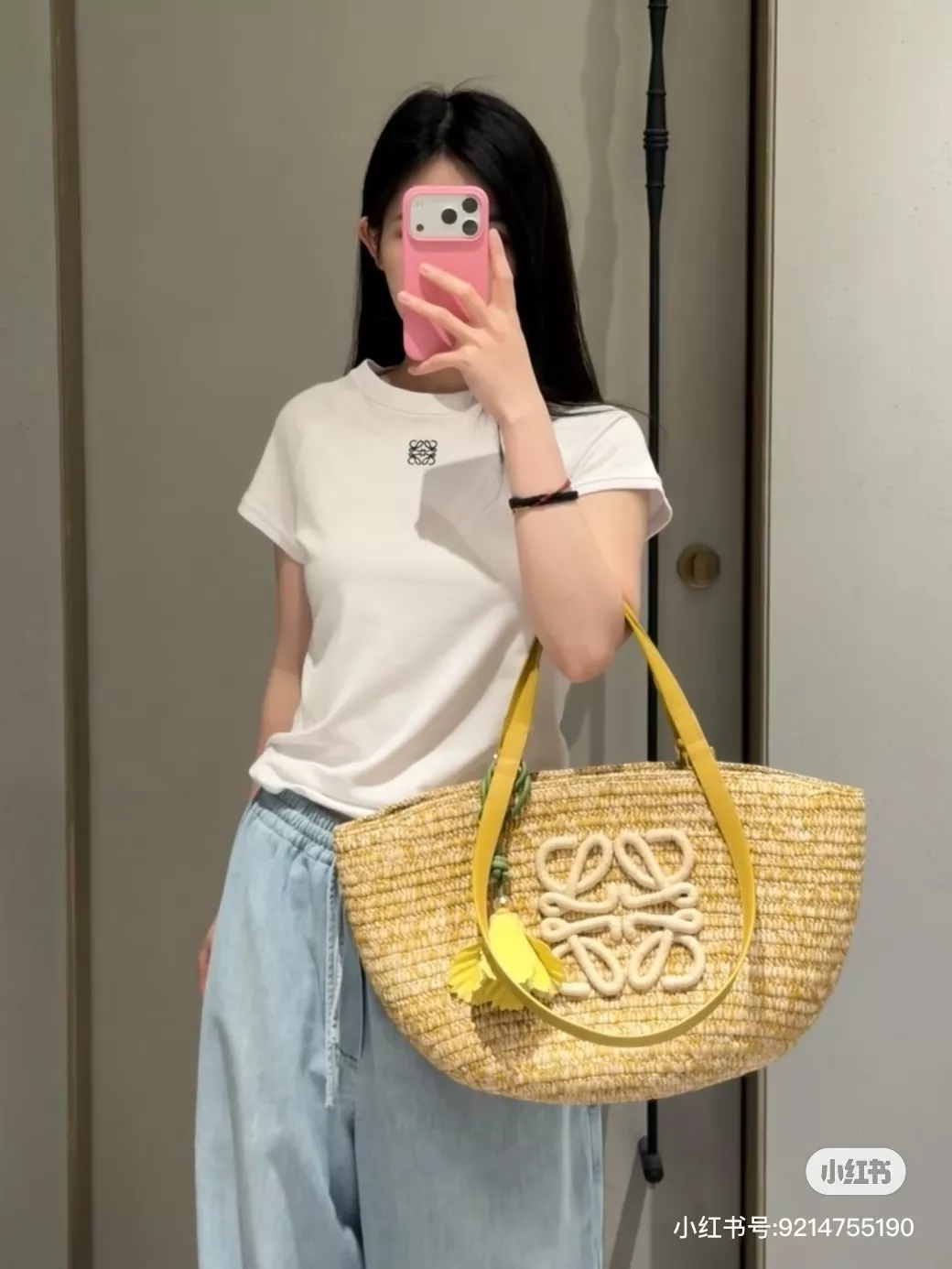 로에베 로고 밴딩 와이드 데님 팬츠 상세 이미지 5