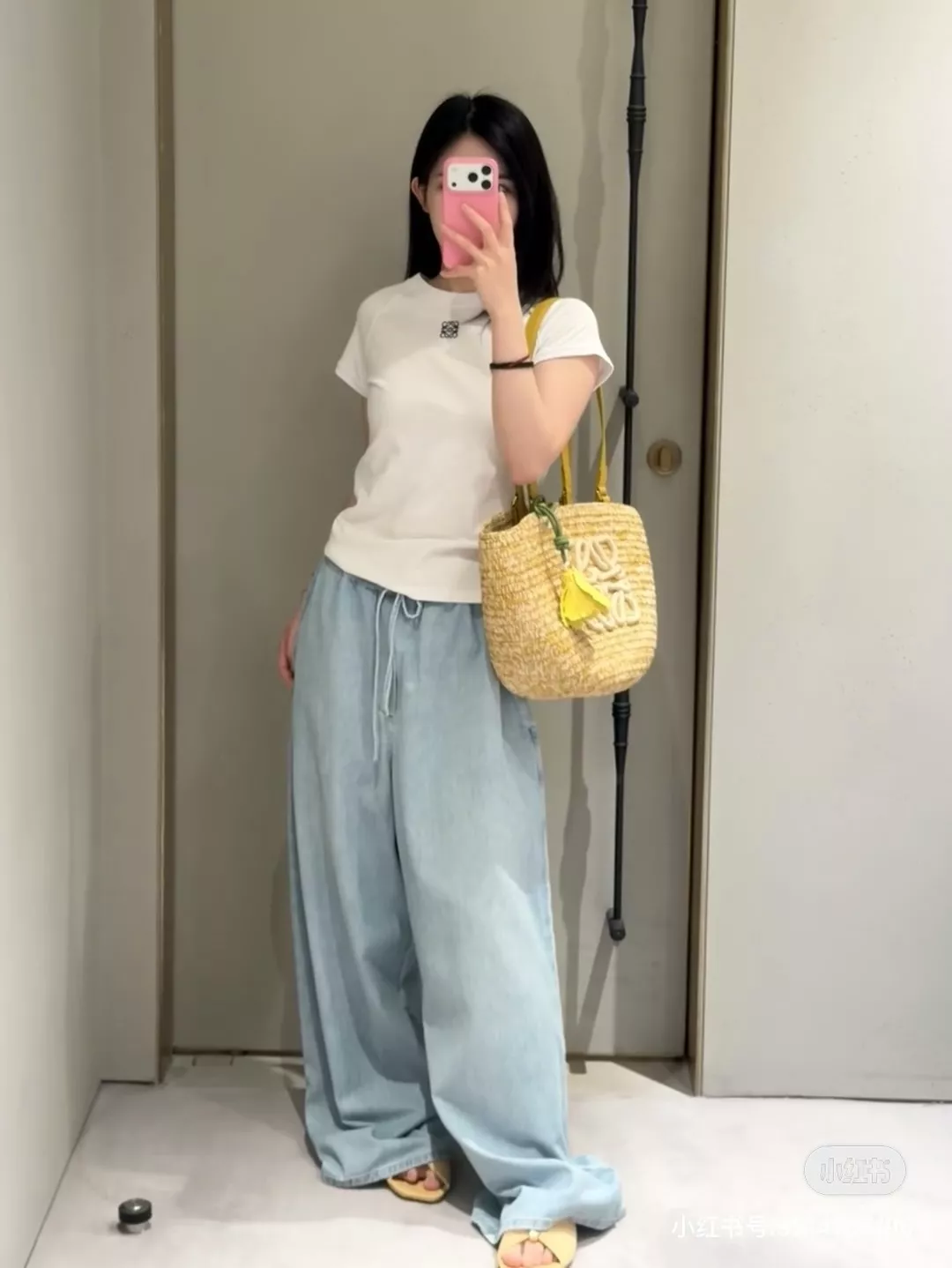 로에베 로고 밴딩 와이드 데님 팬츠 상세 이미지 6