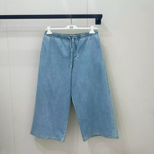 로에베 로고 밴딩 와이드 데님 팬츠