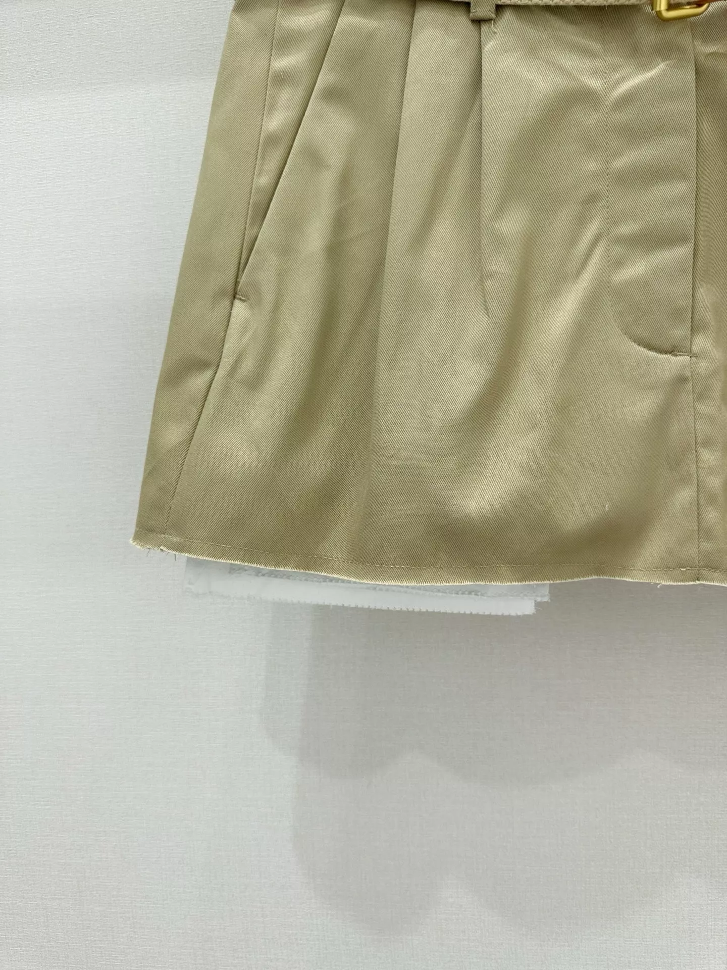 미우미우 카키 플리츠 레이어드 스커트 상세 이미지 7