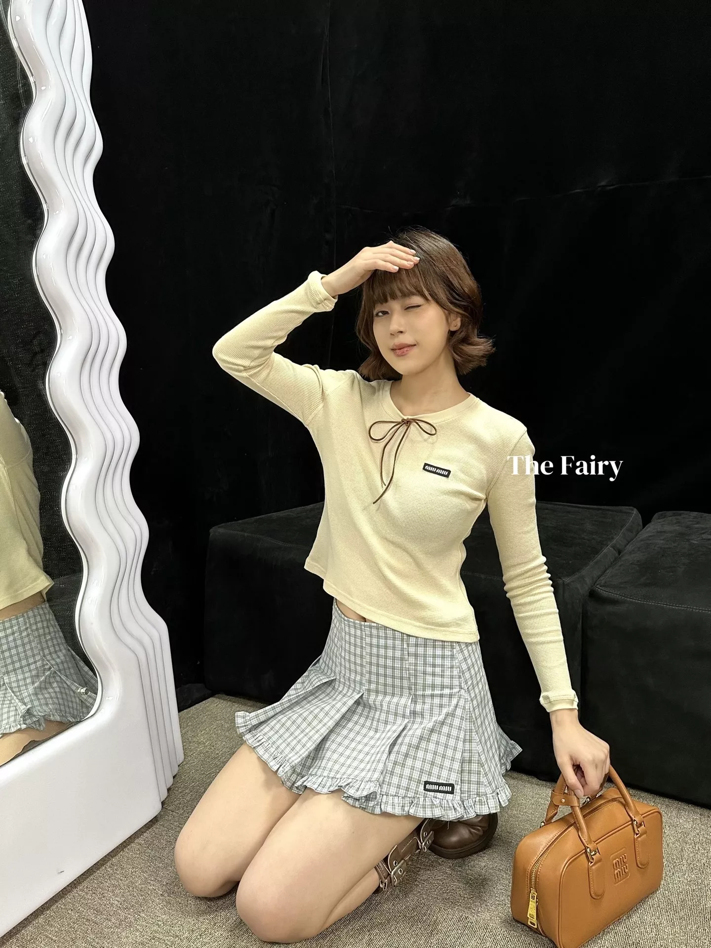 미우미우 플리츠 체크 미니스커트 상세 이미지 17