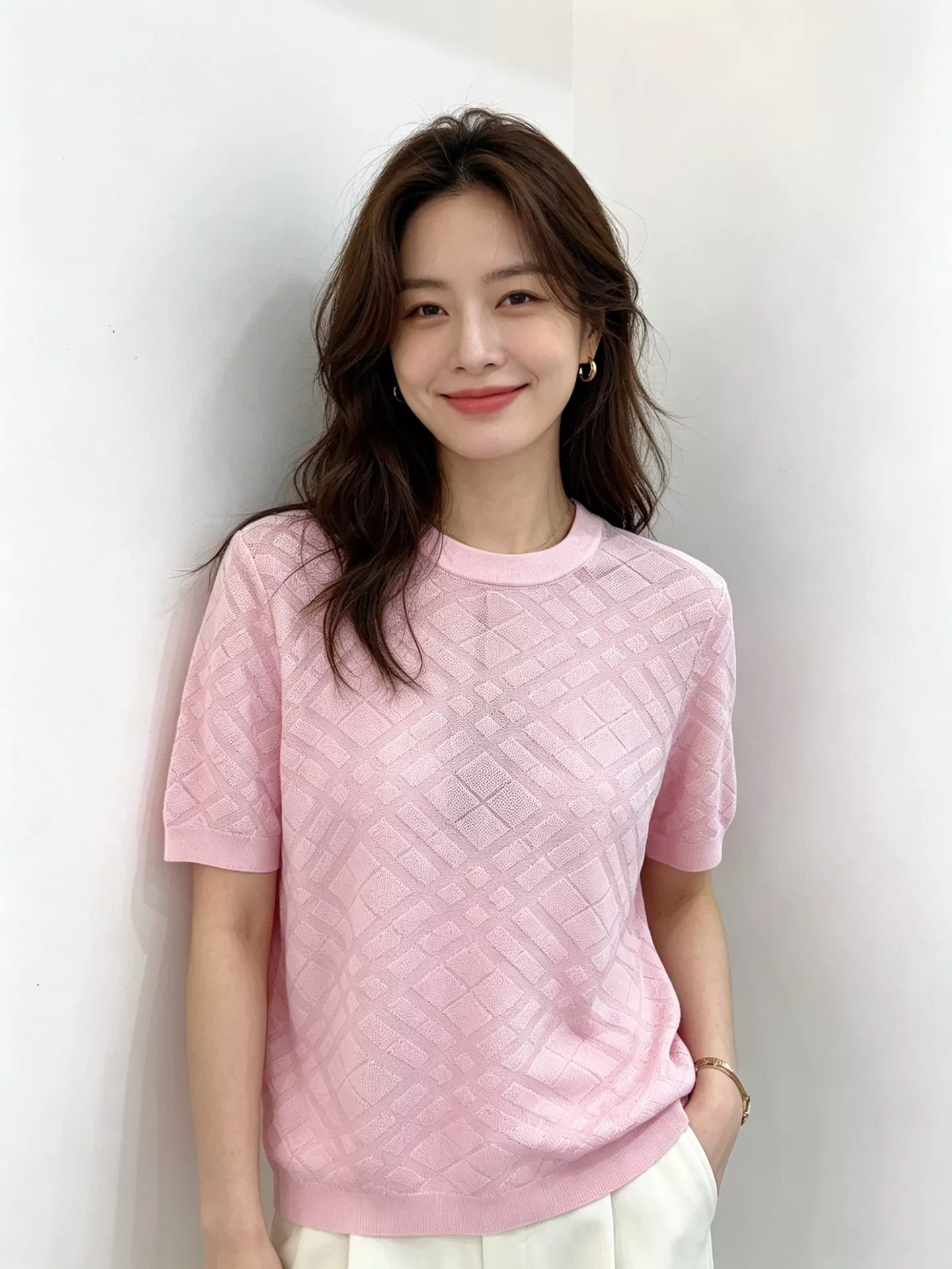 버버리 여성 라운드넥 자카드 반팔 상의 상세 이미지 36