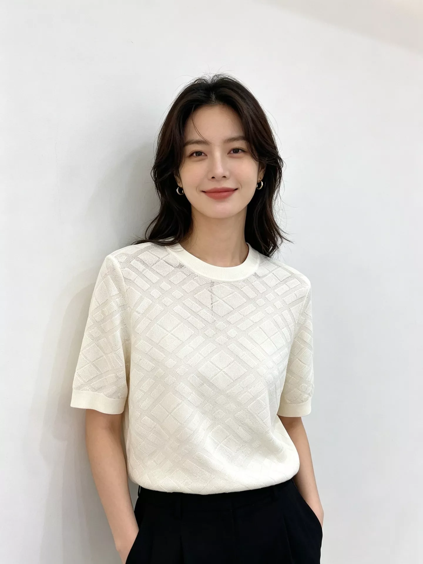 버버리 여성 라운드넥 자카드 반팔 상의 상세 이미지 39