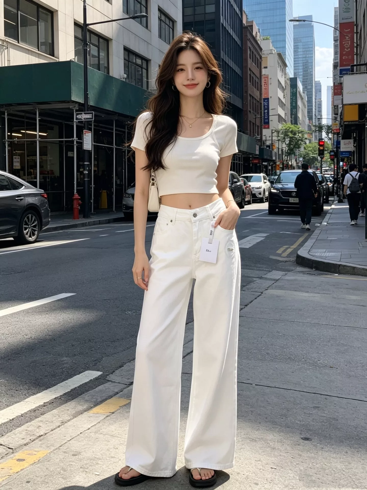 디올 여성 자수 포인트 화이트 진 상세 이미지 21