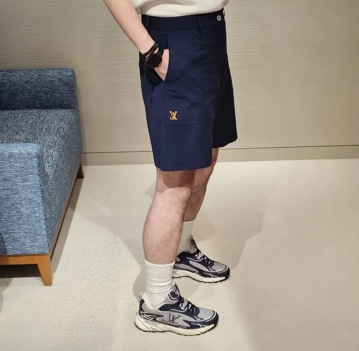 루이비통 로고 자수 코튼 쇼츠 상세 이미지 38
