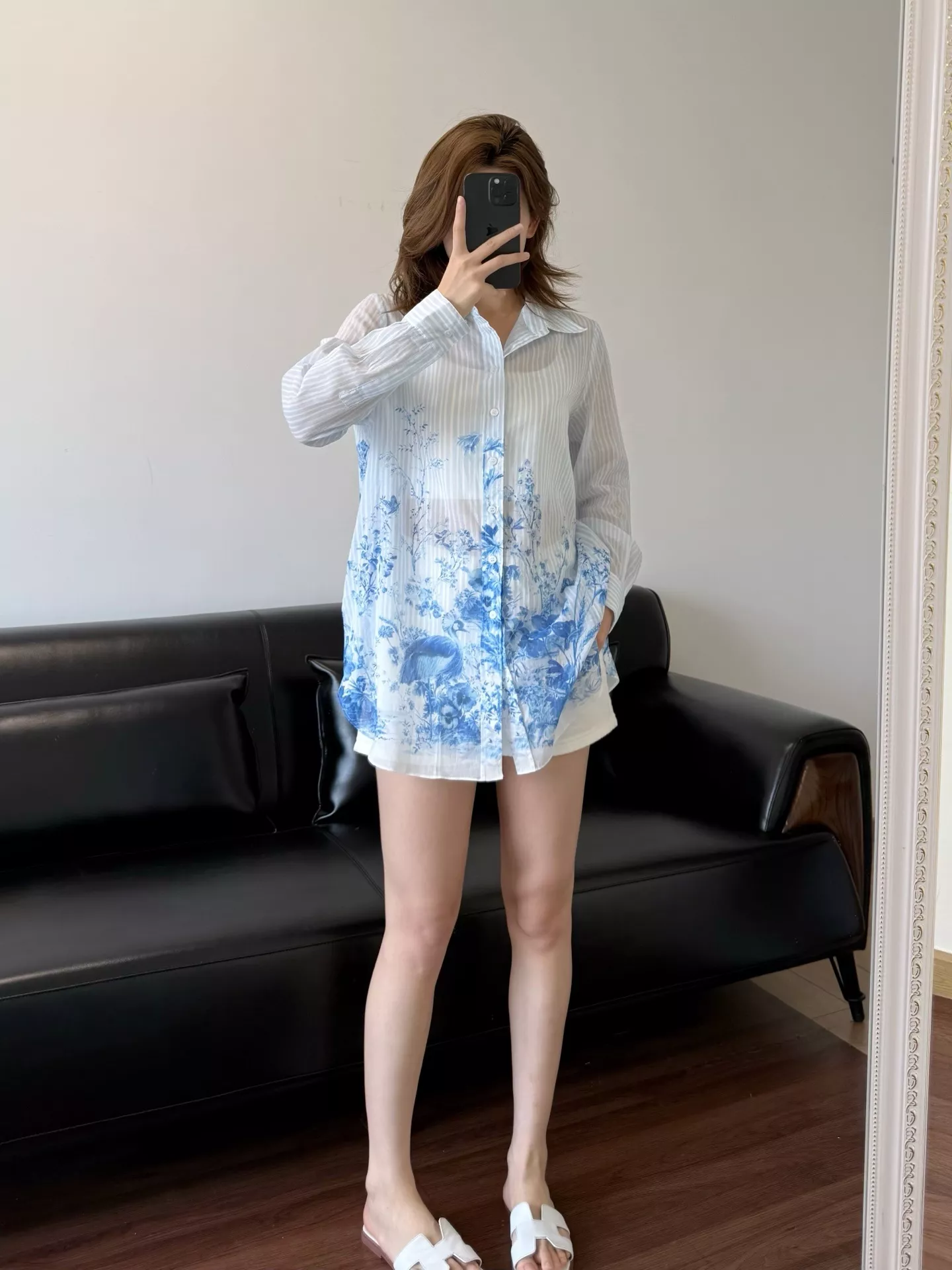 디올 플라워 프린트 롱 셔츠 상세 이미지 31