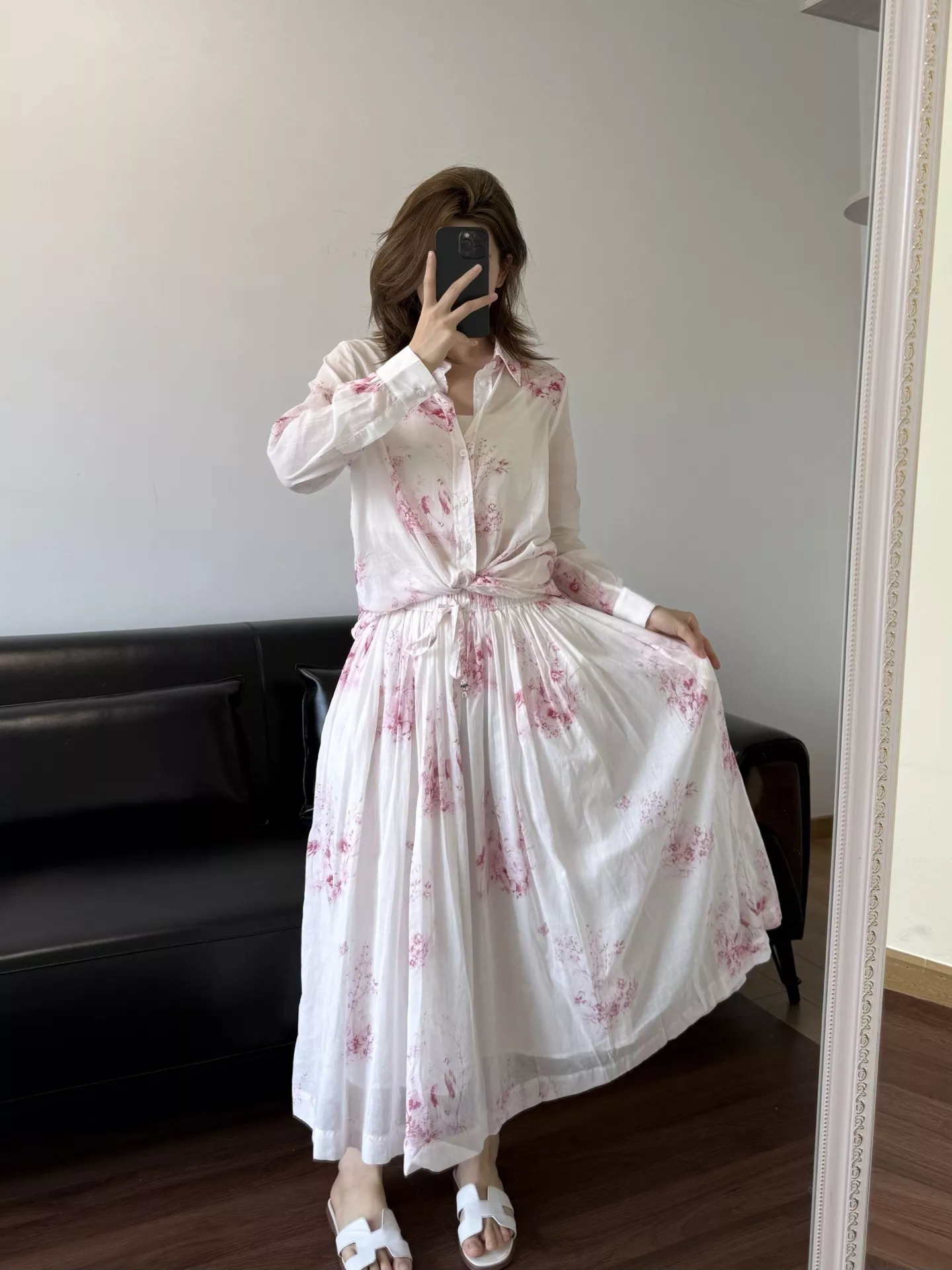 디올 플라워 프린트 롱 셔츠 상세 이미지 37