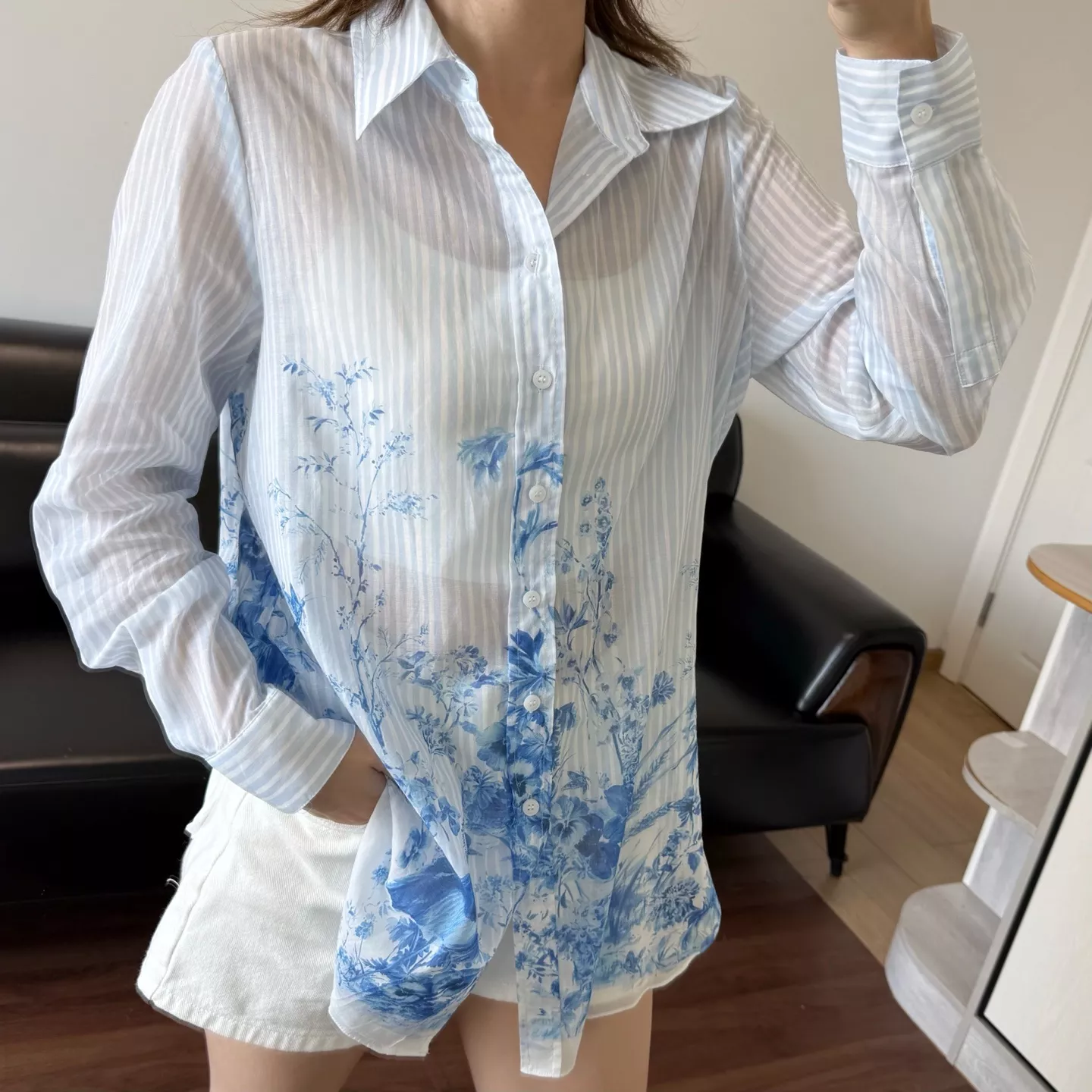 디올 플라워 프린트 롱 셔츠 상세 이미지 30