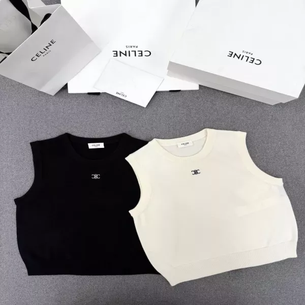 셀린느 자수 포인트 울 니트 베스트