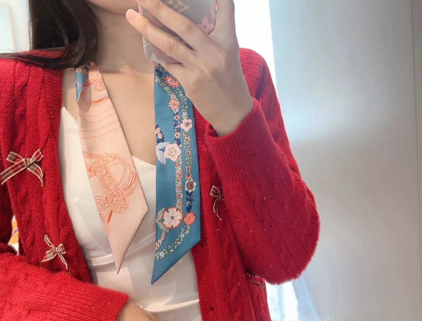 에르메스 실크 리본 스카프 상세 이미지 3