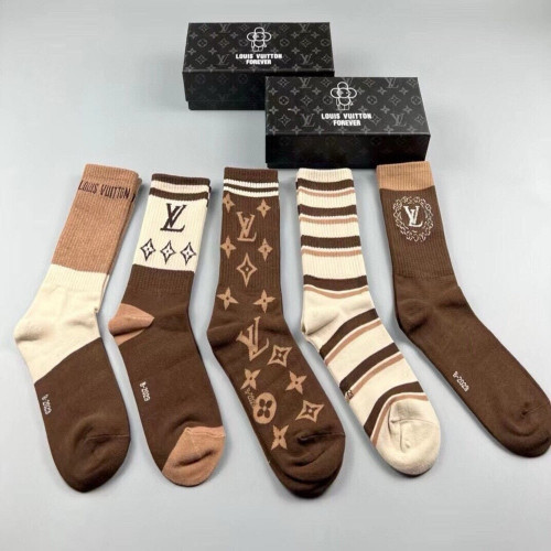 루이비통 클래식 자카드 코튼 롱삭스 세트